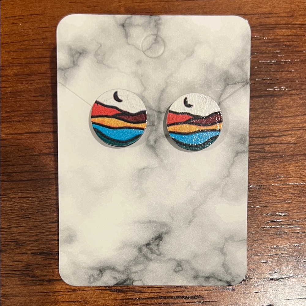 Colorful Crescent‎ Moon Earrings